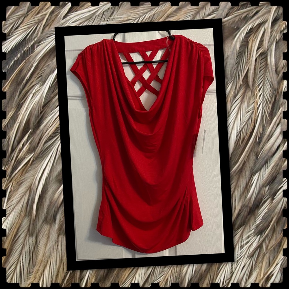 Sexy Red Blouse Cross Back Big Strike USA.